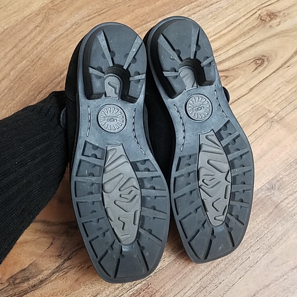 UGG Black Suede Mules with Cream Lining - Picture 5 of 8